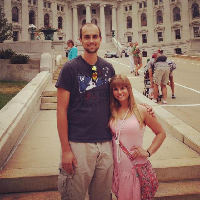Ty & I in front of the WI Capital Building///Me in my favorite light pink dress <3